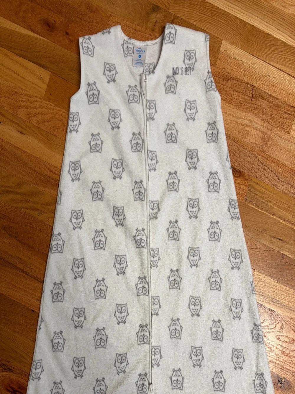 Halo fleece sleep sack, XL, white with gray owl pattern